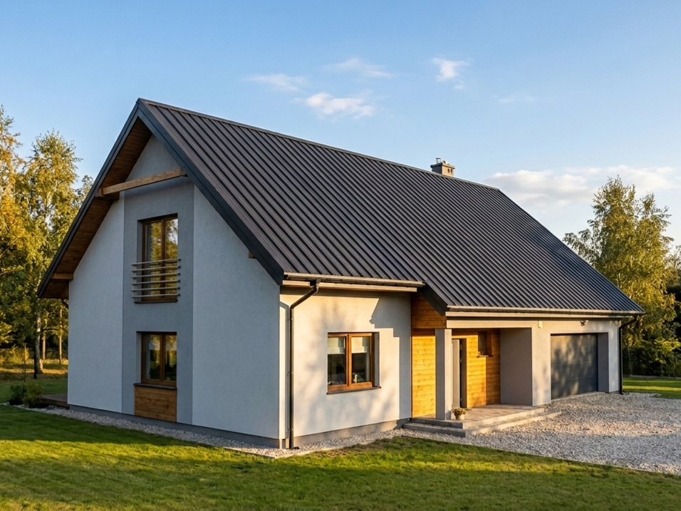 Dom jednorodzinny z blachą trapezową