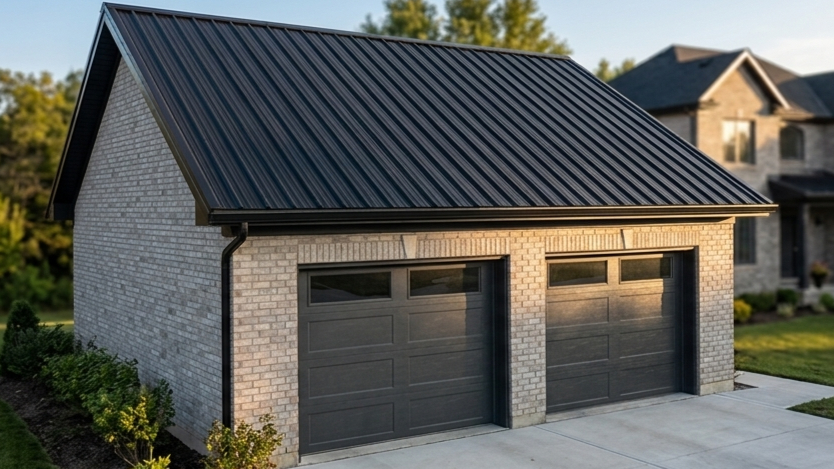 Wiata i garaż z blachą trapezową