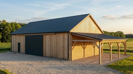 Budynek gospodarczy z blachą trapezową