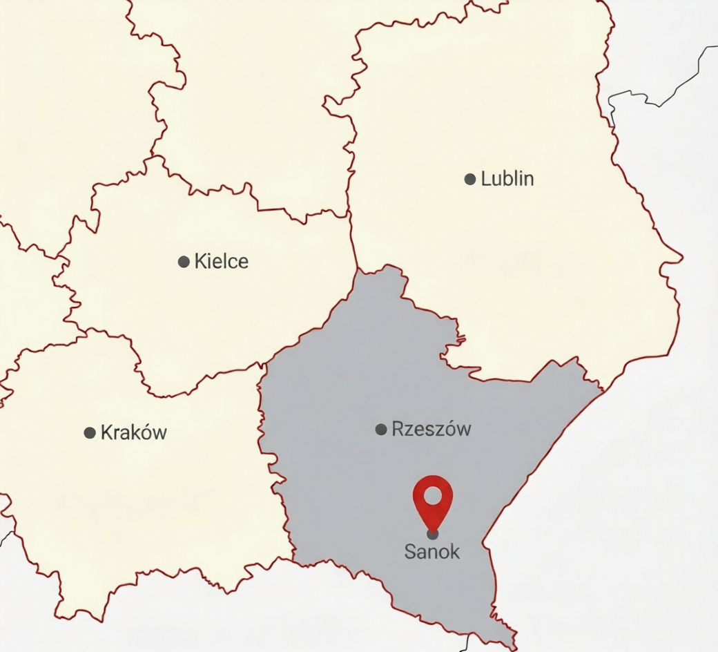Mapa lokalizacji Mansard - Sanok, Podkarpacie